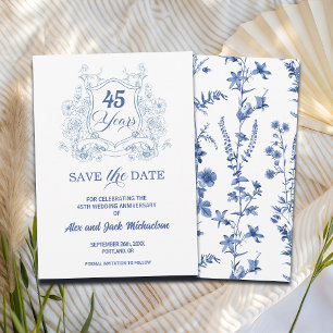 Elegant Vintage Crest 45th Wedding Anniversary Save The Date