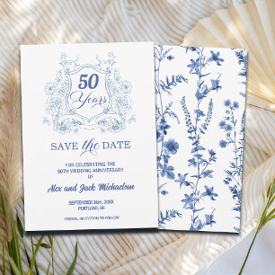 Elegant Vintage Crest 50th Wedding Anniversary Save The Date