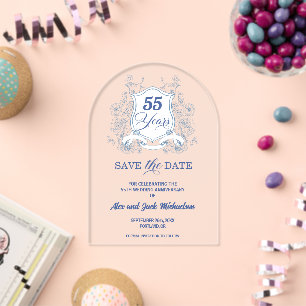 Elegant Vintage Crest 55th Wedding Anniversary Acrylic Invitations
