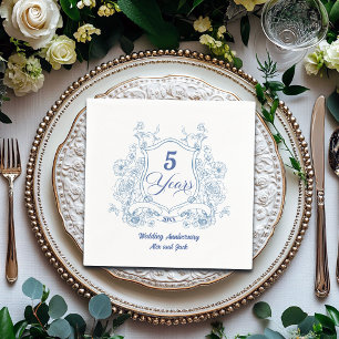 Elegant Vintage Crest 5th Wedding Anniversary Napkin