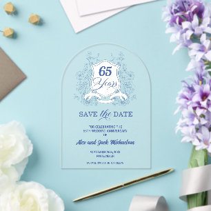 Elegant Vintage Crest 65th Wedding Anniversary Acrylic Invitations
