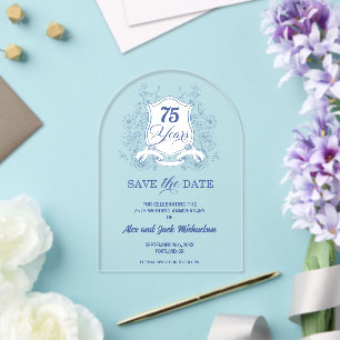 Elegant Vintage Crest 75th Wedding Anniversary Acrylic Invitations