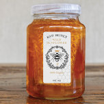 Elegant Vintage Crown Queen Bee Honey Jar Label<br><div class="desc">Elegant vintage style honey-themed label design perfect to brand your honey products. The design features our own original hand-drawn vintage-style queen honey bee with an elegant golden crown above the queen bee. A beautiful rustic vintage style floral wreath frames the queen bee illustration. Customized with your honey flavour, product weight,...</div>