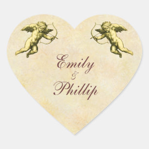 Elegant Vintage Cupid Heart Sticker