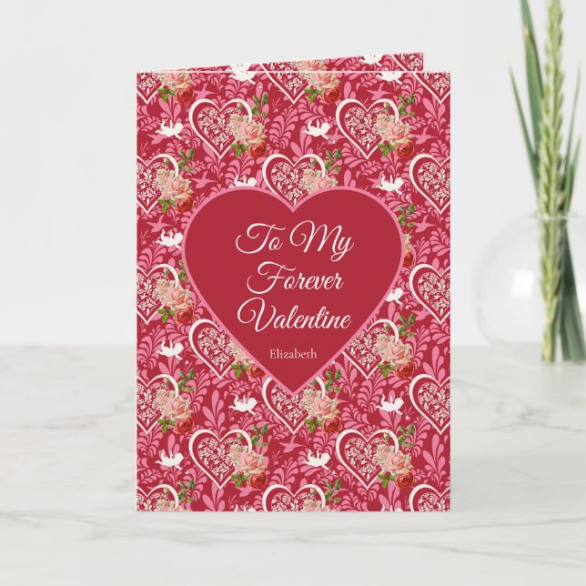 Elegant Vintage Cupid & Red Rose Valentine’s Day Card (Front)