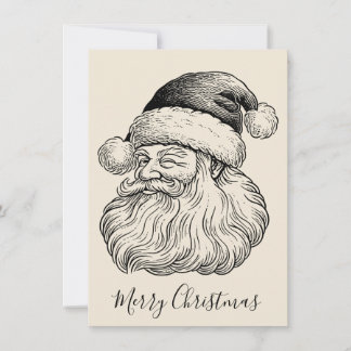 Elegant Vintage Cute Santa Holiday Christmas Card