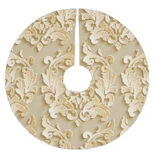 Elegant Vintage Damask Pattern Texture Brushed Polyester Tree Skirt