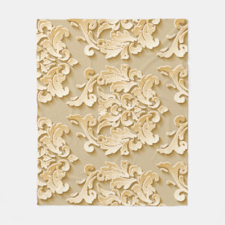 Elegant Vintage Damask Pattern Texture Fleece Blanket