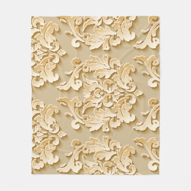 Elegant Vintage Damask Pattern Texture Fleece Blanket (Front)