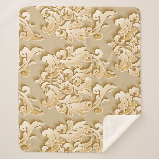 Elegant Vintage Damask Pattern Texture Sherpa Blanket (Front)