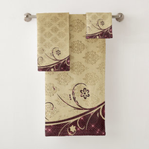Elegant Vintage Damask , Swirls Bath Towel Set