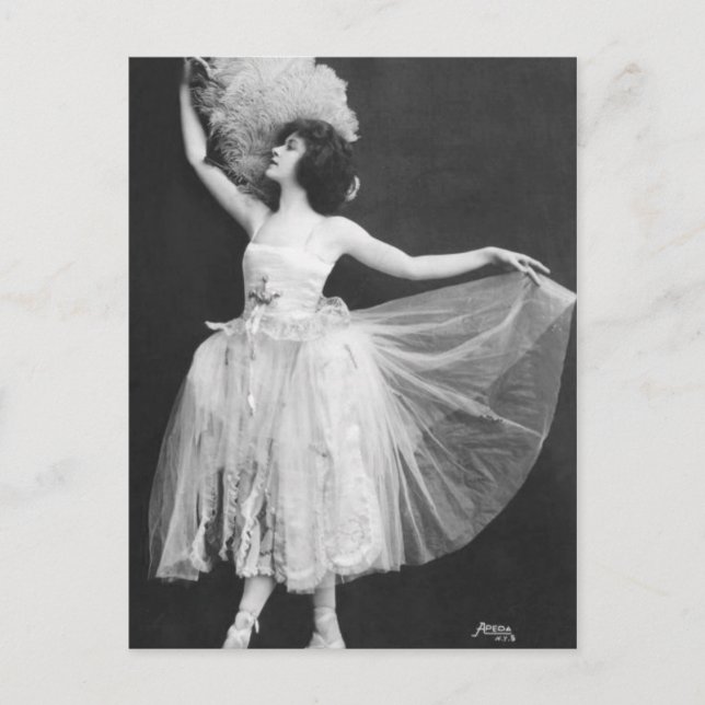 Elegant Vintage Dancer Photograph Feather Fan Postcard (Front)