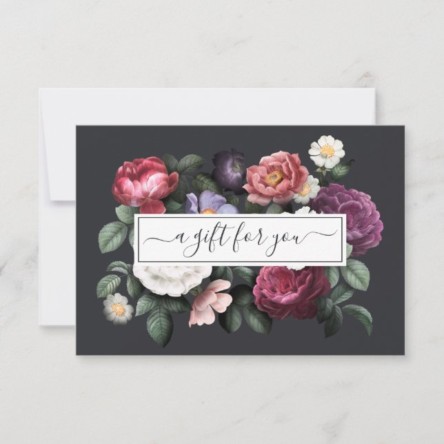 Elegant Vintage Dark Floral | Gift Certificate (Front)