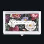 Elegant Vintage Dark Floral on Black Business Card Holder<br><div class="desc">Nothing combines uniqueness and style for the professional like monogrammed business card holders. These gorgeous, personalized cases keep you organized so your cards are always on hand. Plus, you’ll leave a lasting impression on your customers. Add your custom wording to this design by using the "Edit this design template" boxes...</div>