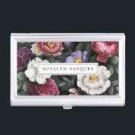 Elegant Vintage Dark Floral on Black Business Card Holder<br><div class="desc">Nothing combines uniqueness and style for the professional like monogrammed business card holders. These gorgeous, personalized cases keep you organized so your cards are always on hand. Plus, you’ll leave a lasting impression on your customers. Add your custom wording to this design by using the "Edit this design template" boxes...</div>