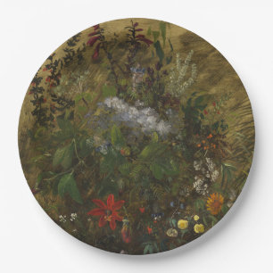 Elegant Vintage Dark Floral Paper Plate