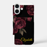 Elegant Vintage Dark Floral Peony iPhone Case