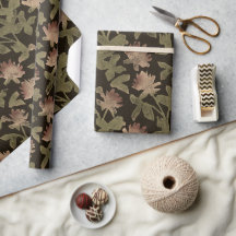 Elegant Vintage Dark Floral Wrapping Paper