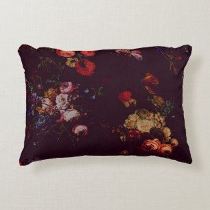 Elegant Vintage Dark Magenta Burgundy Floral Accent Pillow