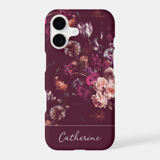 Elegant Vintage Dark Moody Burgundy Floral
