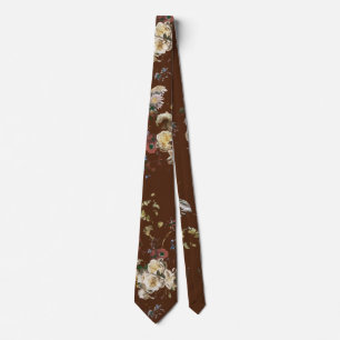Elegant Vintage Dark Moody Floral Tie