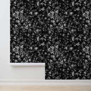 Elegant Vintage Dark Moody Grey Floral Wallpaper