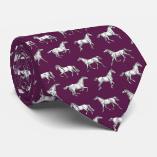 Elegant Vintage Dark Purple Galloping Horses Tie