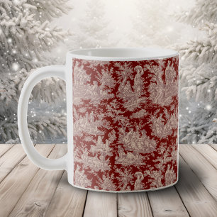 Elegant Vintage Dark Red French Countryside Toile Coffee Mug