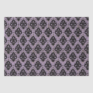 Elegant Vintage Decoupage Black Purple Damask Tissue Paper