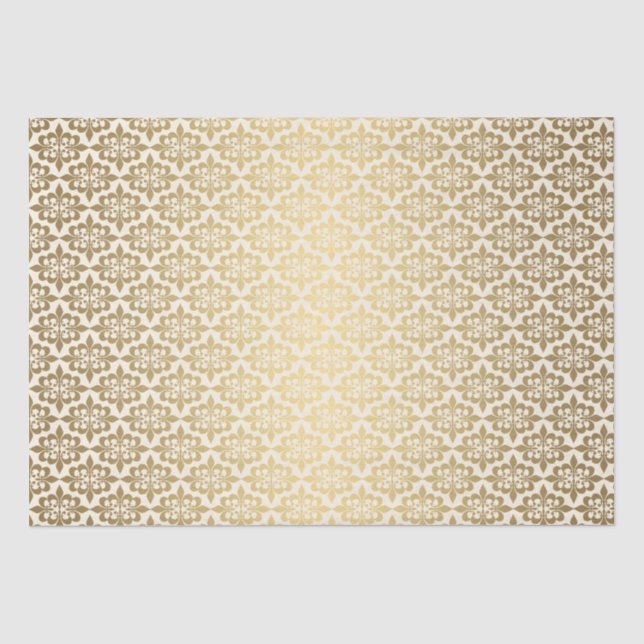 Elegant Vintage Decoupage Glowing Gold Damask Tissue Paper (Front)