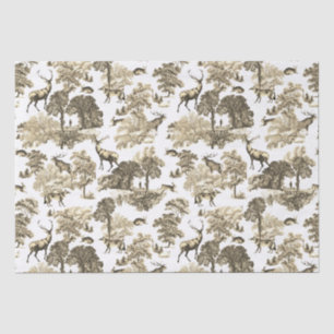 Elegant Vintage Deer Beige Country Toile  Tissue Paper