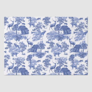 Elegant Vintage Deer Fox Blue Country Toile Kraft Tissue Paper
