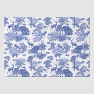 Elegant Vintage Deer Fox Hare Blue Country Toile Tissue Paper
