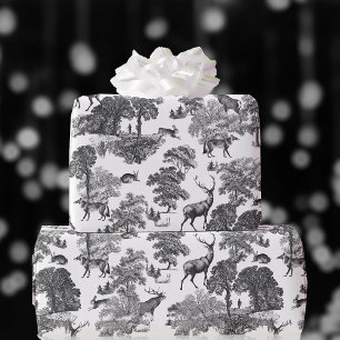 Elegant Vintage Deer Fox Hare Country Toile Wrapping Paper