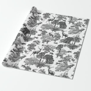 Elegant Vintage Deer Fox Hare Country Toile Wrapping Paper