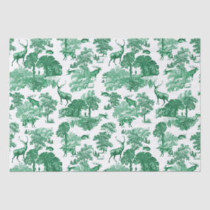 Elegant Vintage Deer Fox Hare Green Country Toile Tissue Paper