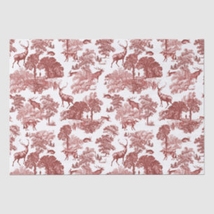 Elegant Vintage Deer Fox Red Country Toile Kraft Tissue Paper