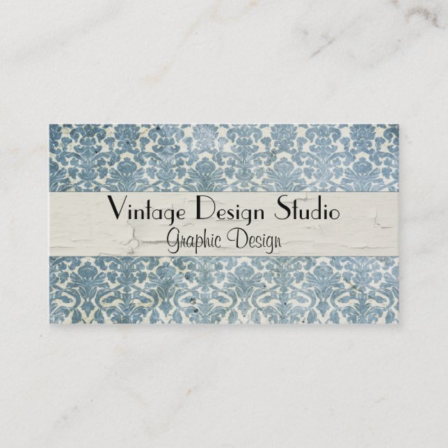 Elegant Vintage Distressed Teal Profile Card (Front)