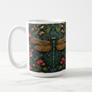 Elegant Vintage dragonfly boho botanical Coffee Mug