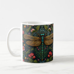 Elegant Vintage dragonfly boho botanical Coffee Mug