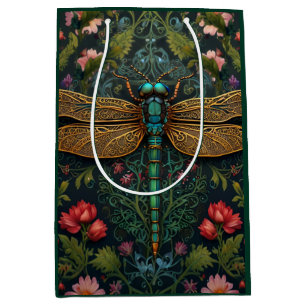 Elegant Vintage dragonfly boho botanical  Medium Gift Bag