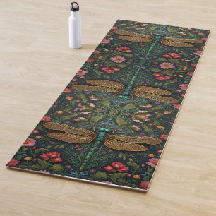 Elegant Vintage dragonfly boho botanical Yoga Mat