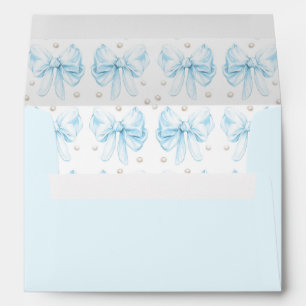 Elegant Vintage Dusty Blue Bow Bridal Shower Envelope