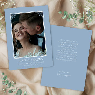 Elegant Vintage Dusty Blue Chic Victorian Wedding Thank You Card