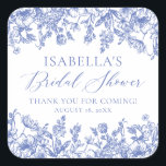 Elegant Vintage Dusty Blue Floral Bridal Shower Square Sticker<br><div class="desc">Add a touch of vintage elegance to your bridal shower favours with the Elegant Vintage Dusty Blue Floral Bridal Shower Stickers. These stickers feature a charming dusty blue floral design that exudes timeless sophistication. Whether you're sealing envelopes, decorating favour bags, or adding a special touch to various items, these stickers...</div>