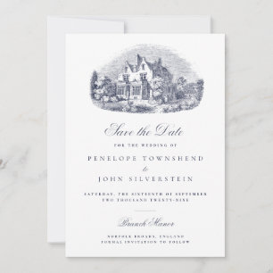 Elegant Vintage English Manor Destination Wedding Save The Date