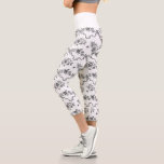 Elegant Vintage Engraved Black Roses and Ribbons Capri Leggings<br><div class="desc">Elegant and romantic black engraved vintage roses,  flowers,  vines,  leaves and butterflies with ribbons and bows intertwined on a white background. Waistband colour is customizable.</div>