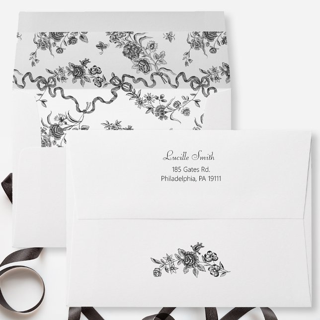 Elegant Vintage Engraved Black Roses and Ribbons  Envelope (Creator Uploaded)
