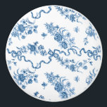 Elegant Vintage Engraved Blue Roses and Ribbons Ceramic Knob<br><div class="desc">Elegant and romantic blue engraved vintage roses, flowers, vines, leaves and butterflies with ribbons and bows intertwined on a white background.</div>