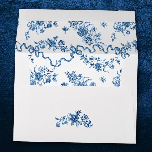 Elegant Vintage Engraved Blue Roses and Ribbons Envelope (Creator Uploaded)